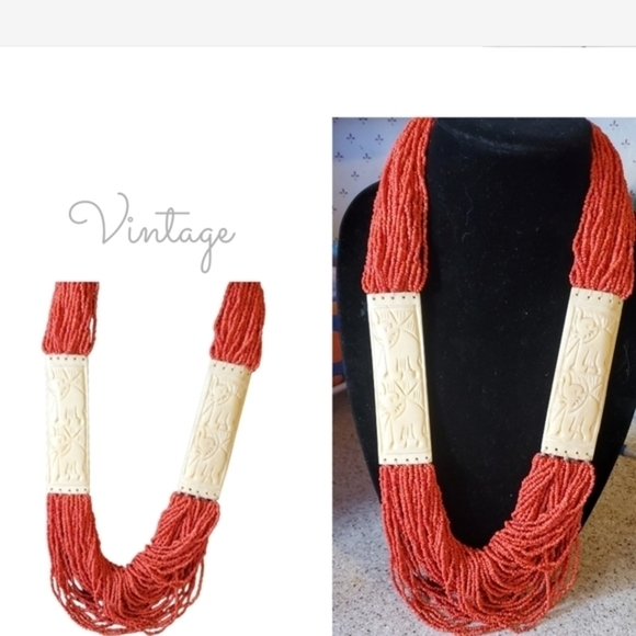 Vintage Nepalese Bone‎ &Seed bead Necklace - Picture 1 of 10